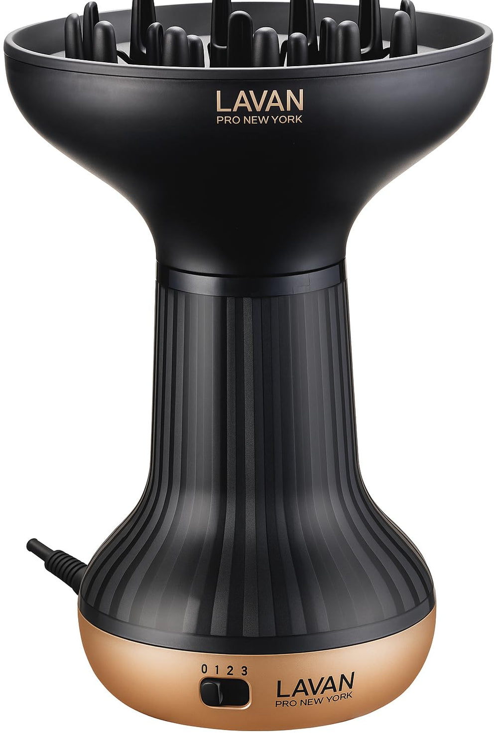 LAVANPRO NEW YORK diffuser hair dryer front view with diffuser bowl close-up.