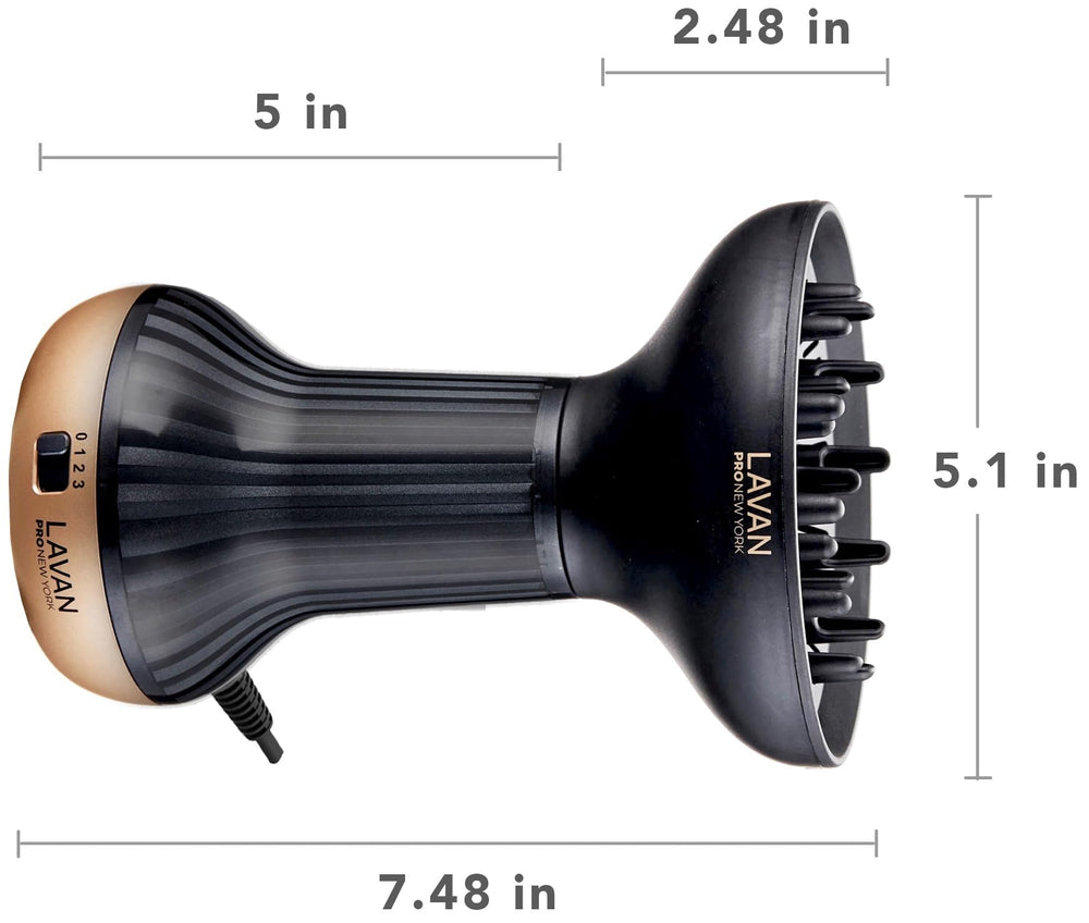 LAVANPRO NEW YORK diffuser hair dryer ionic technology in action reduces frizz.