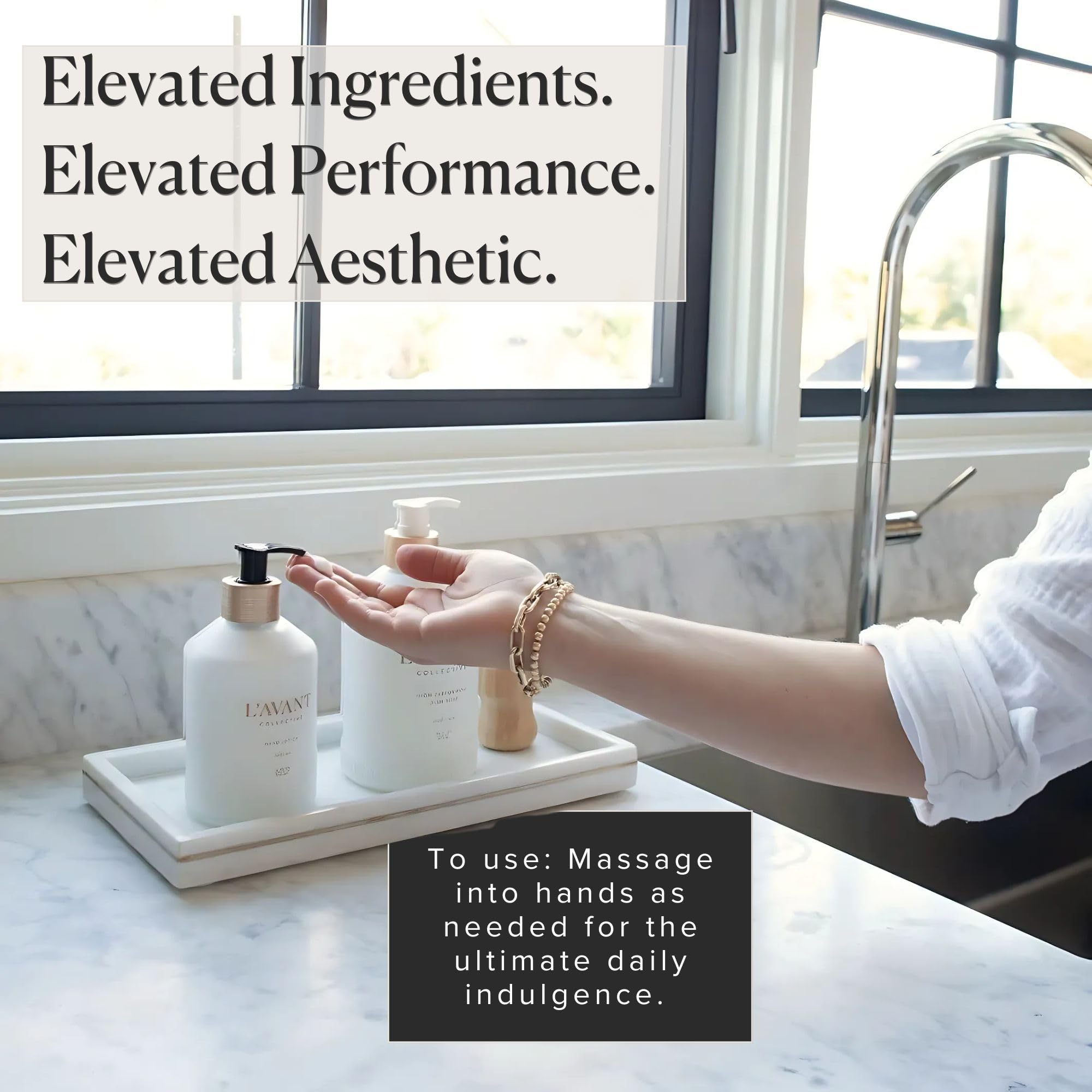L'AVANT Collective 10 oz packaging emphasizes long-lasting, premium hand care.