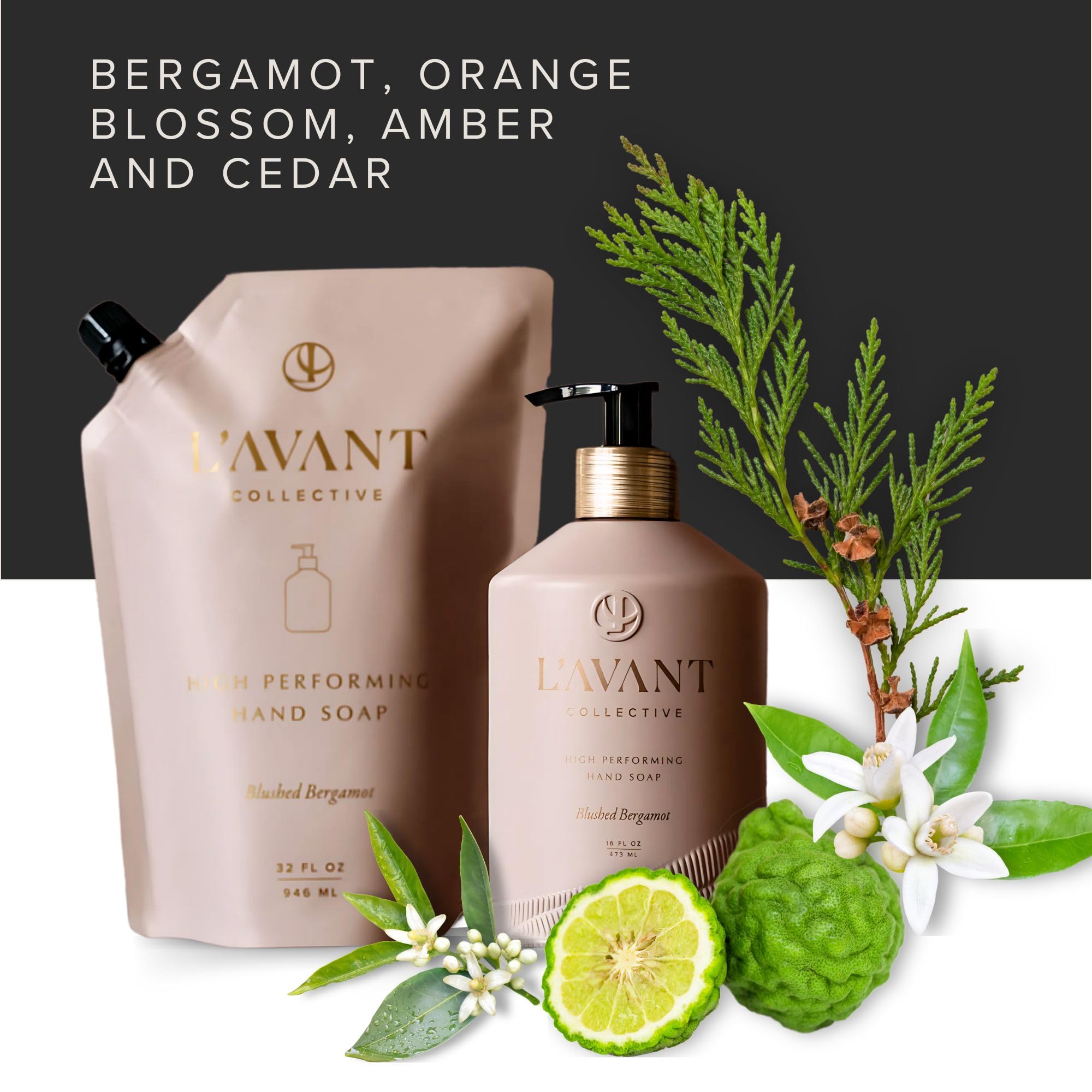 L’AVANT Collective closeup label detail highlights premium packaging and branding.