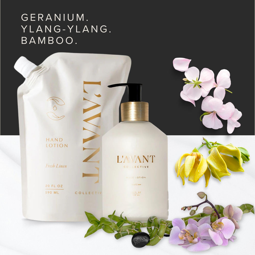 Dry hands relief during application with L'AVANT Collective refill lotion