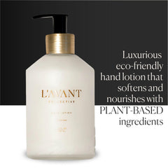 L'AVANT Collective luxury hand lotion texture swatch demonstrates quick-absorbing, non-greasy hydration.