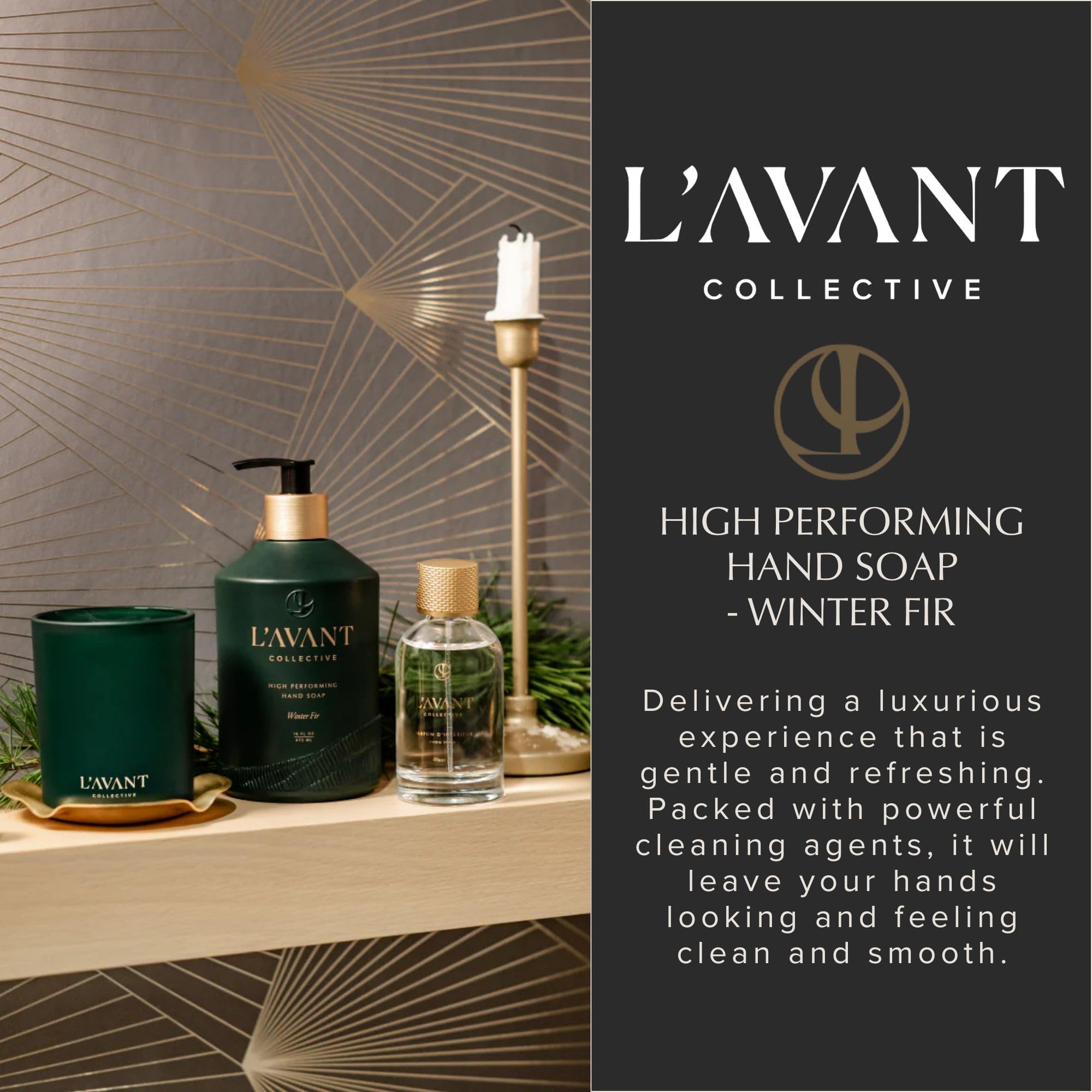 L'AVANT Collective hand soap reusable-glass-bottle promotes sustainable storage and refillability.