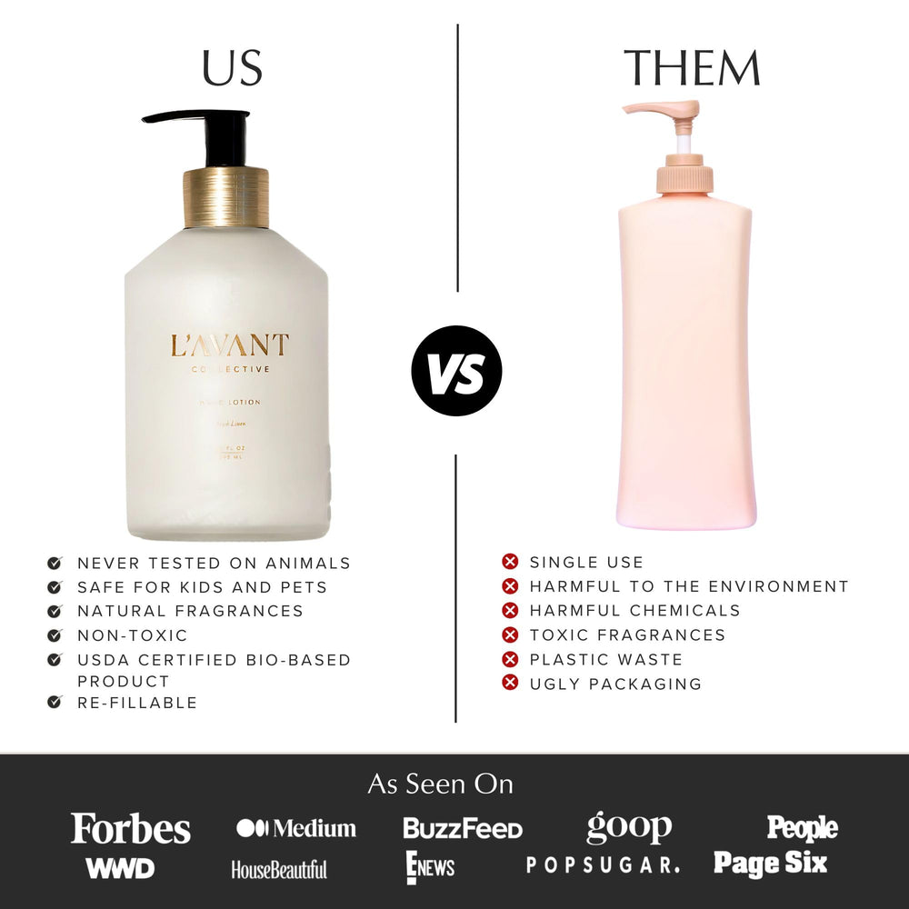 Fresh Linen fragrance moment in use by L'AVANT Collective hand lotion