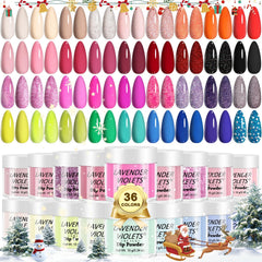 Lavender Violets 36-color dip powder kit jars array for all-season manicure options at home.
