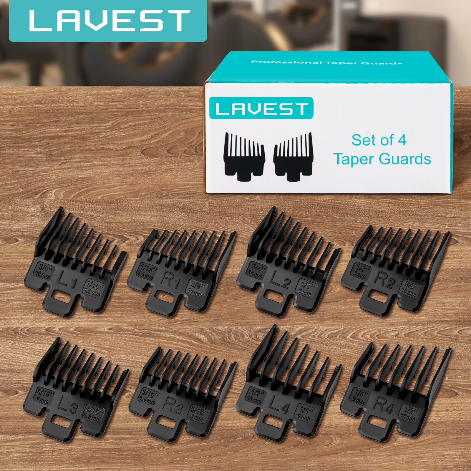 LAVEST Fade Guide Set black color pack for sleek barber setup.