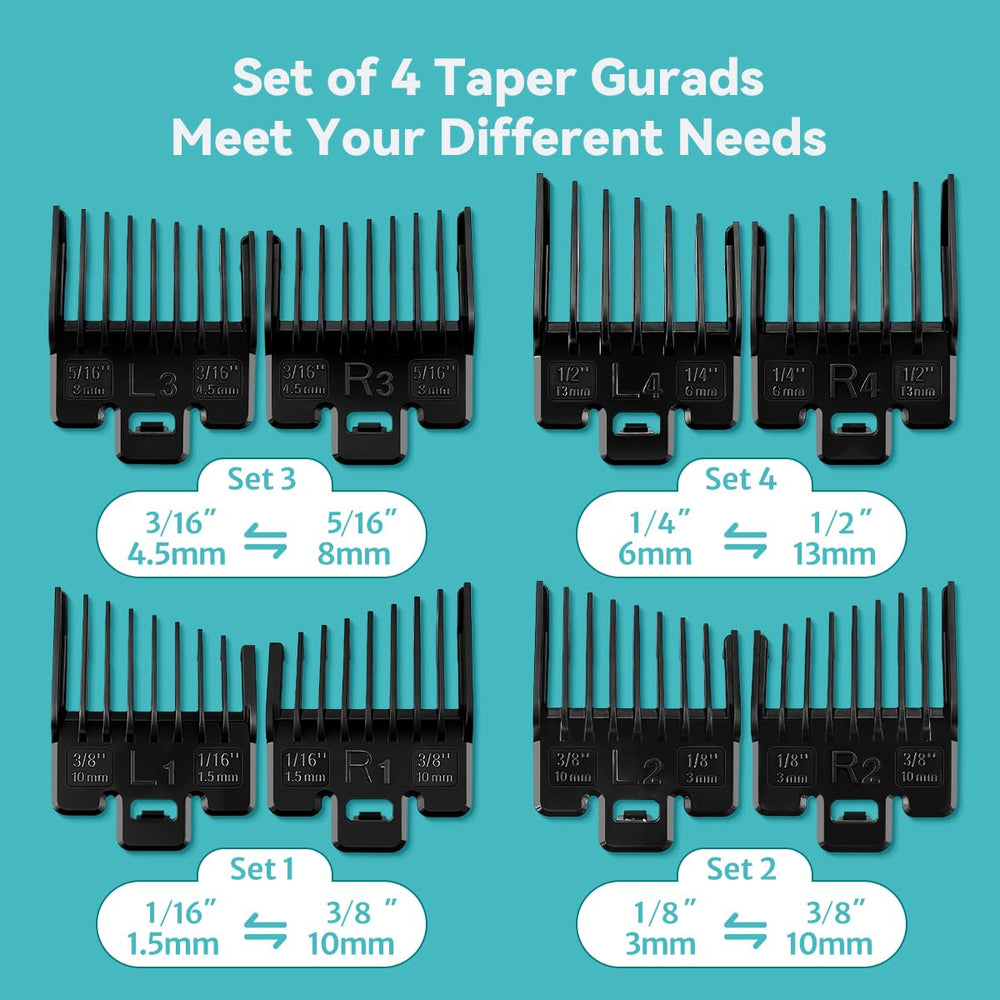 LAVEST Fade Guide Set four sizes display demonstrates versatile length options.