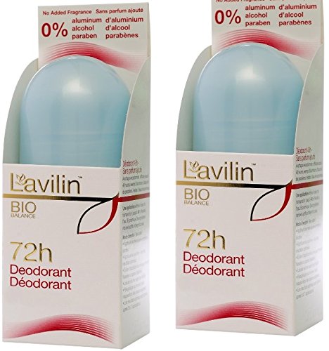Lavilin Roll-On Deodorant 2 Pack bottle showing long-lasting odor control and convenience