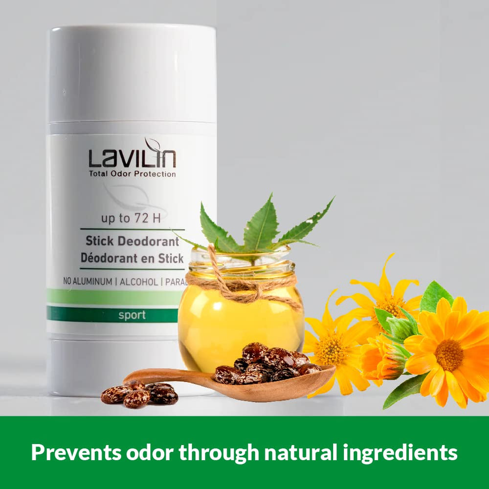 Lavilin sports-use deodorant demonstrates performance for workouts and active days.