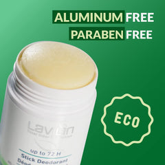 Lavilin stick application close-up, smooth glide and reliable odor control.