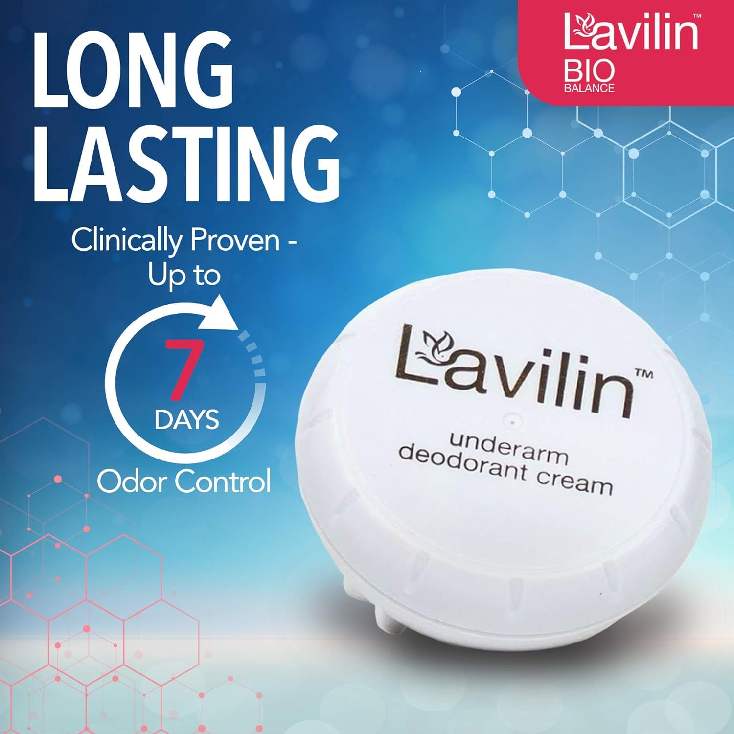 Lavilin underarm deodorant cream texture close-up highlights non-greasy finish.