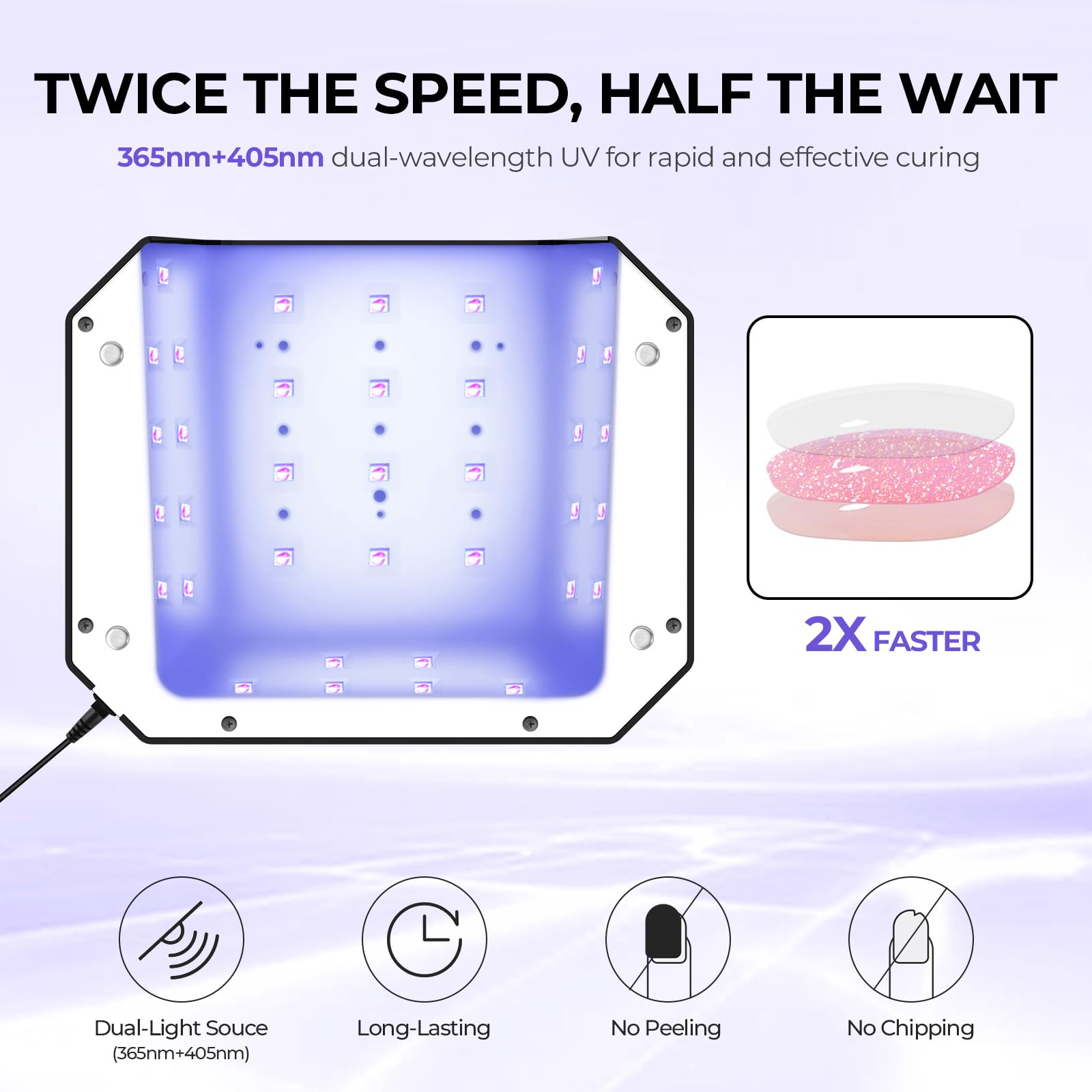 Lavinda 54W nail lamp with 4-timer settings for flexible curing