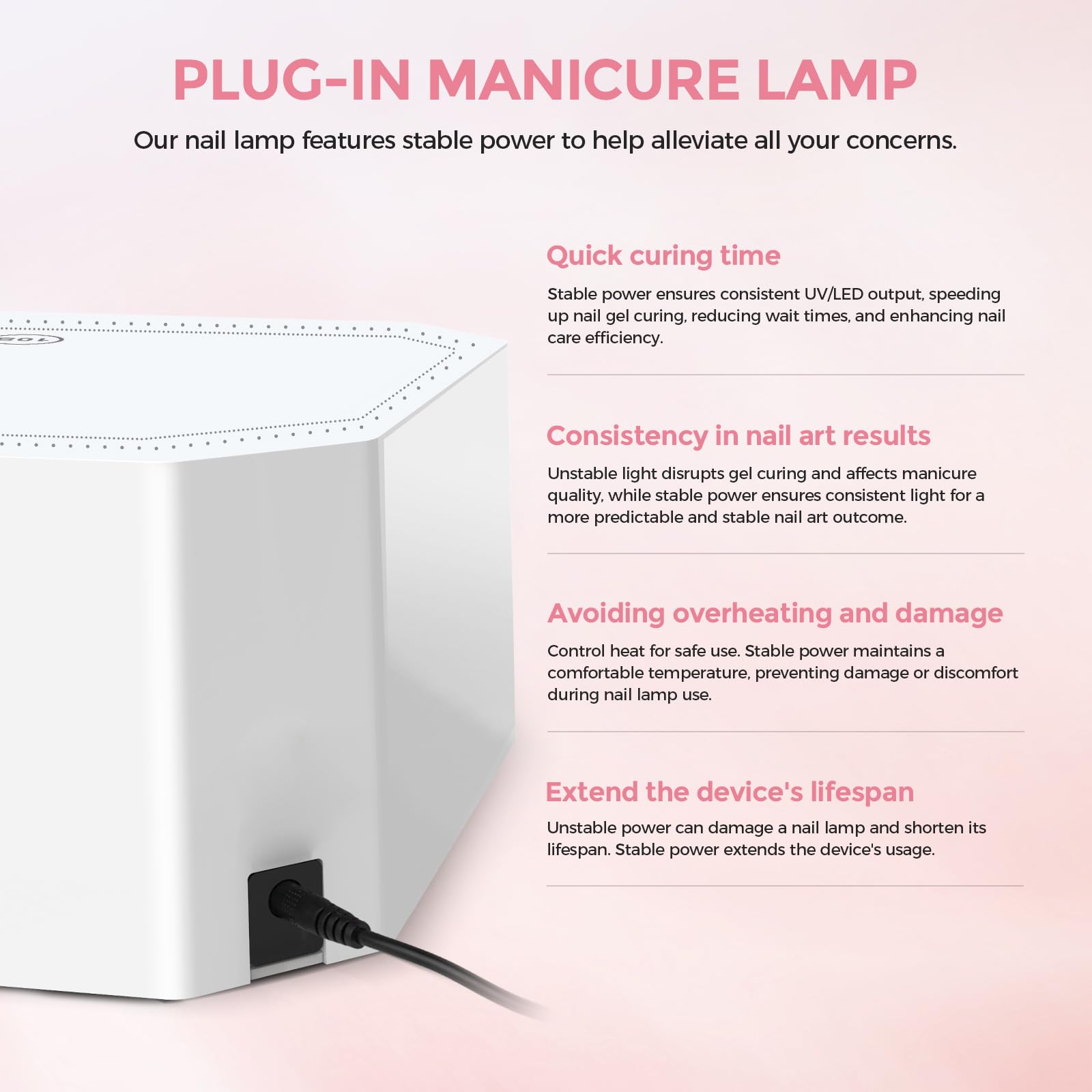 Lavinda 54W UV lamp pedicure-base extends workspace for at-home pedicures