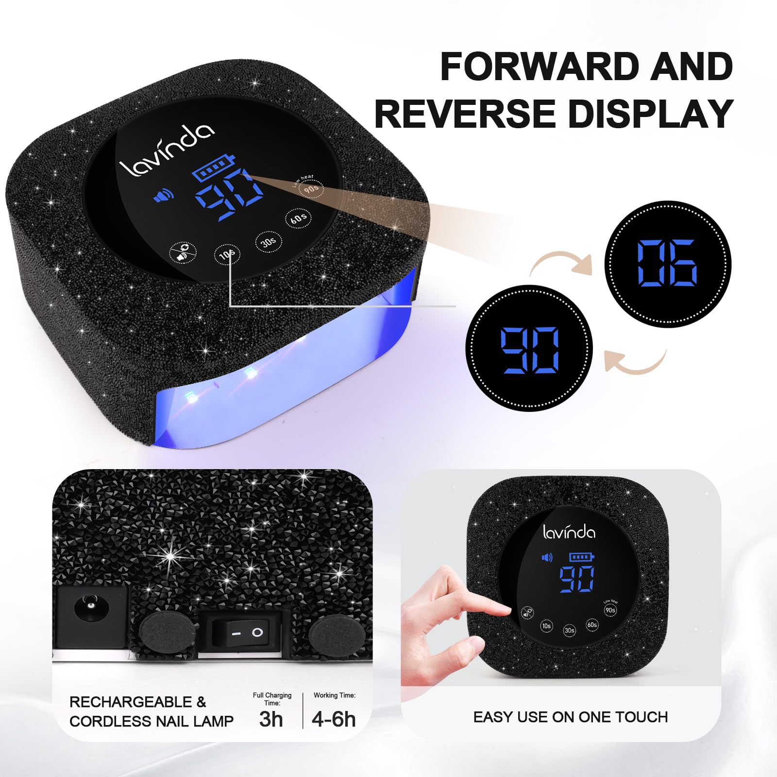 Lavinda 54W UV nail lamp with four timer settings and LCD display