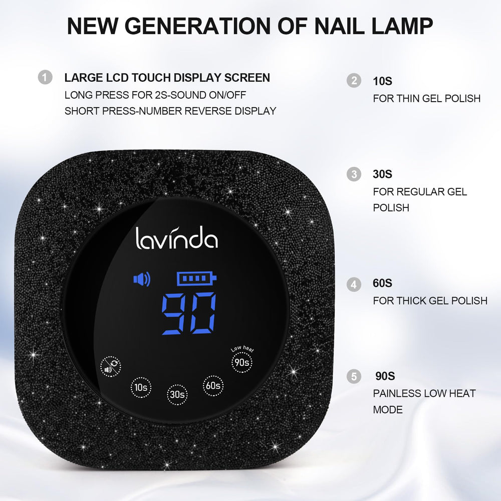 Lavinda 54W UV nail lamp large cure space allows five nails to cure at once