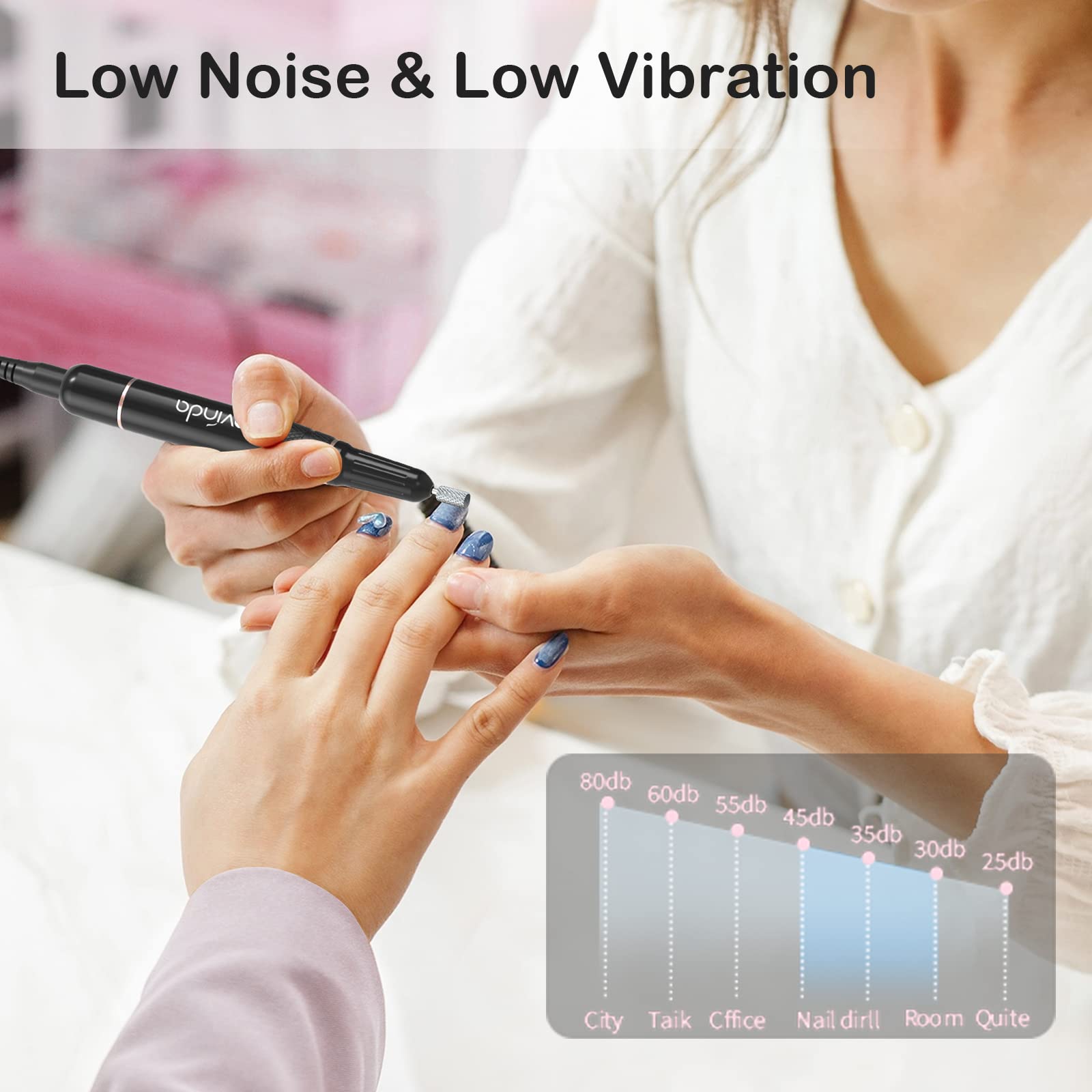 Lavinda beginner friendly controls simplify nail art prep and shaping.
