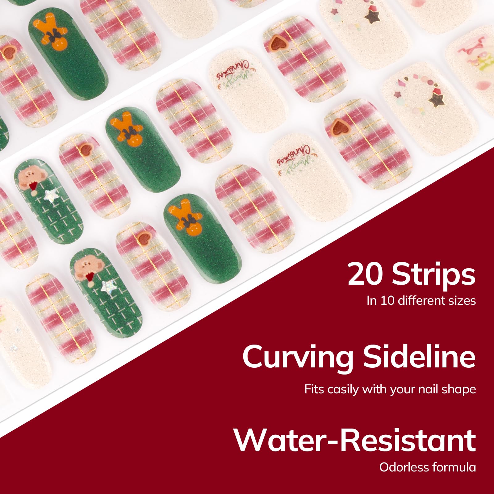 Lavinda Christmas nail strips gingerbread pattern for festive manicure