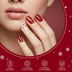 Lavinda reindeer pattern strips for playful seasonal manicure.
