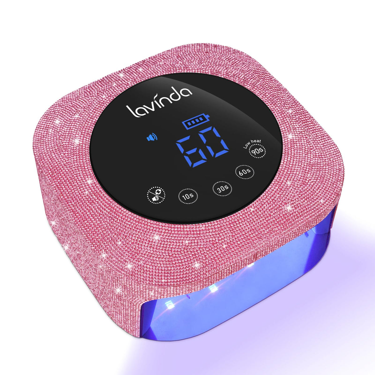 Lavinda cordless UV nail lamp front view for on-the-go gel manicures.