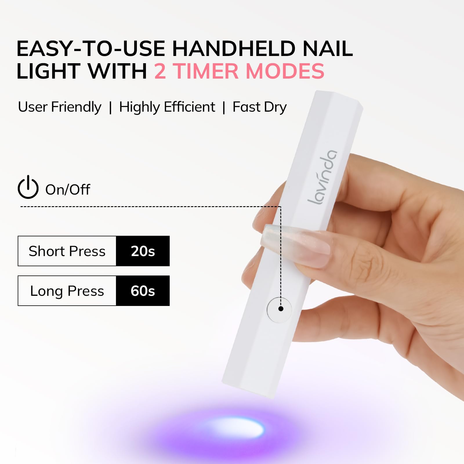 Lavinda handheld UV light single-finger cure for precise nail art