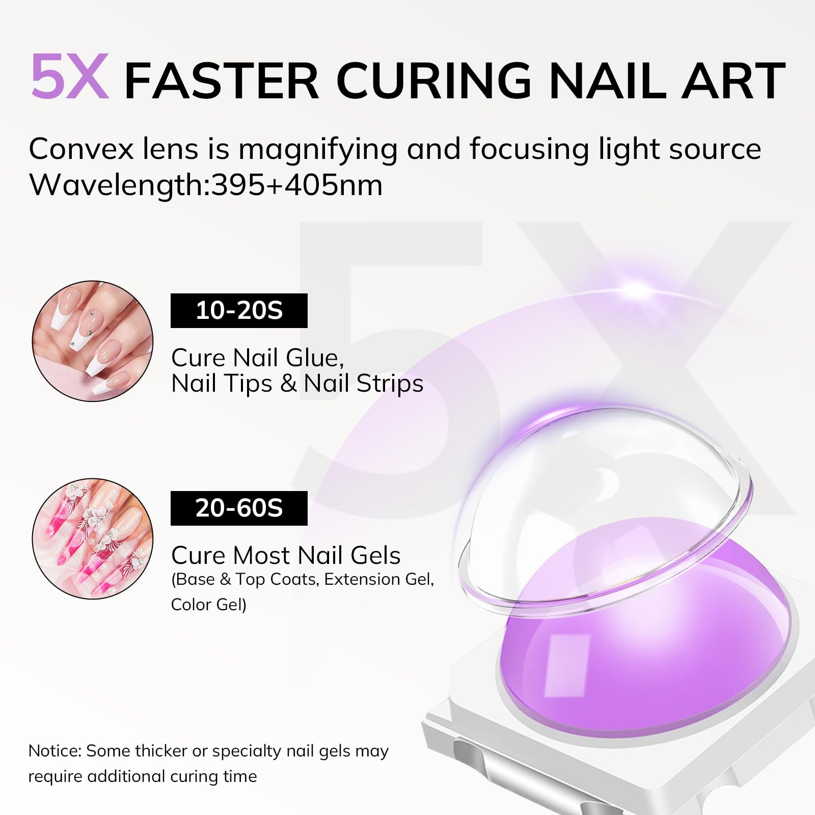 Lavinda handheld UV light in use for single nail precision curing