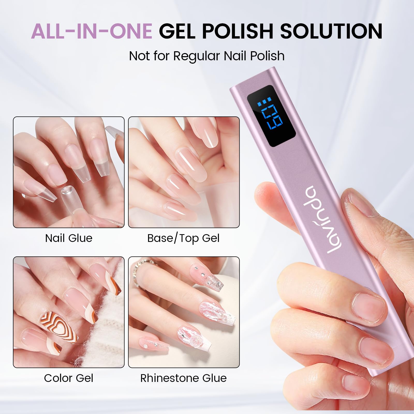 Lavinda mini compact nail lamp fits single finger curing easily.