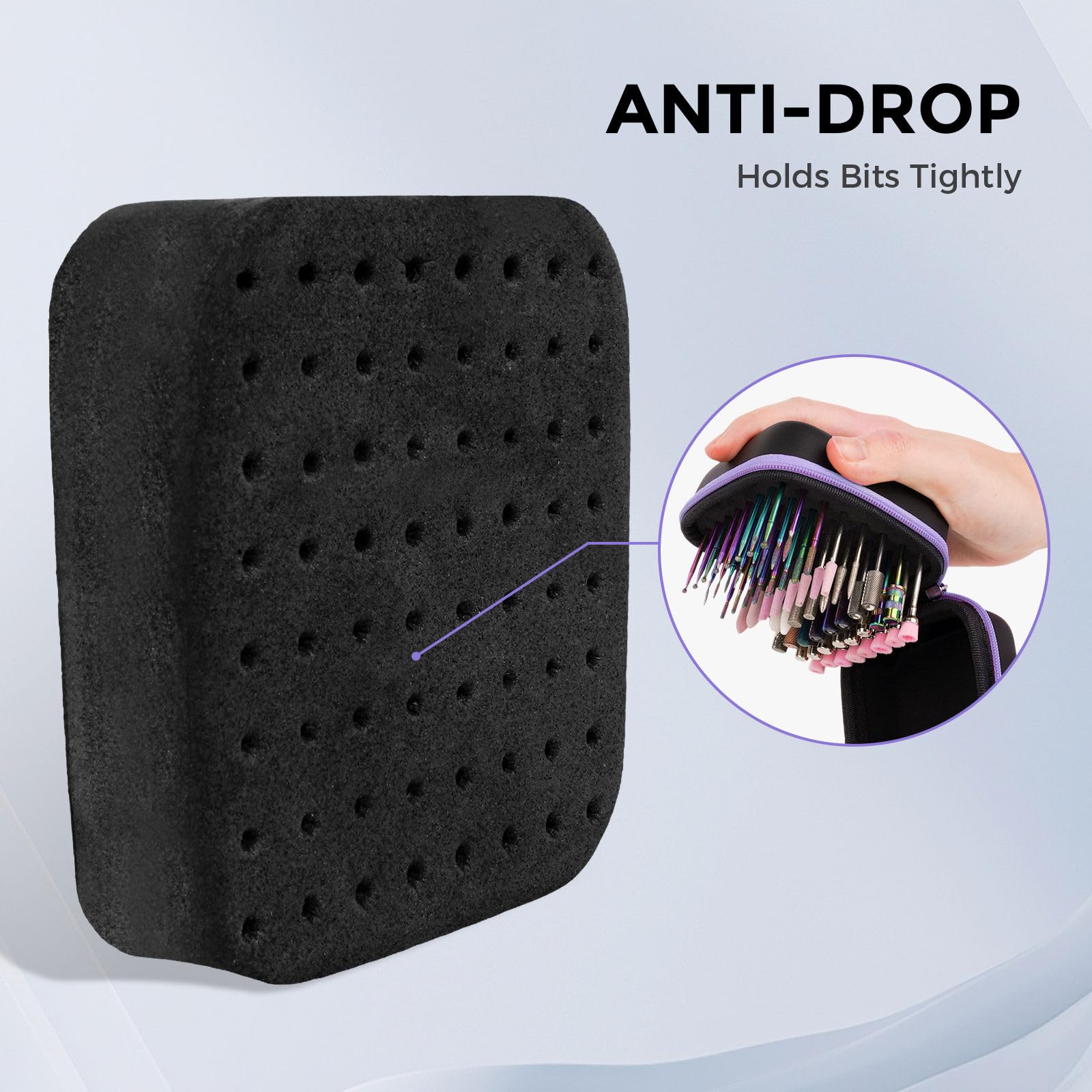 Lavinda Nail Drill Bits Holder compact size fits in small bags for travel