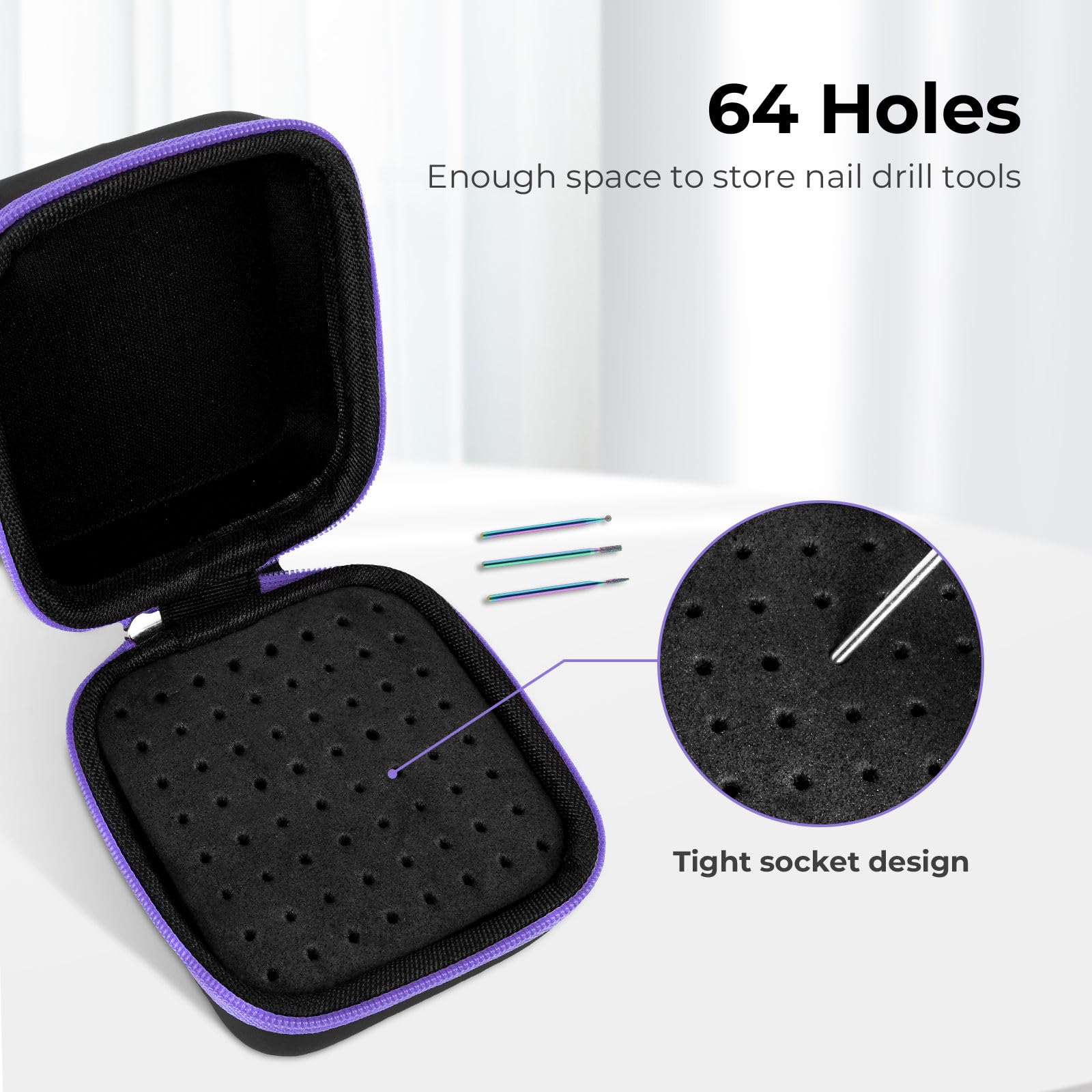 Lavinda Nail Drill Bits Holder dustproof cap closed protects tools during travel and storage