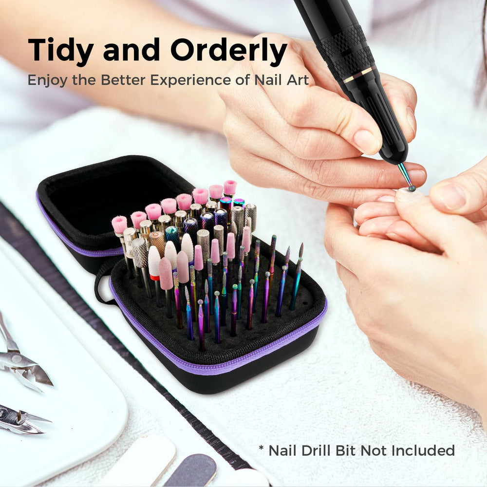 Lavinda Nail Drill Bits Holder in travel case demonstrates portable organization
