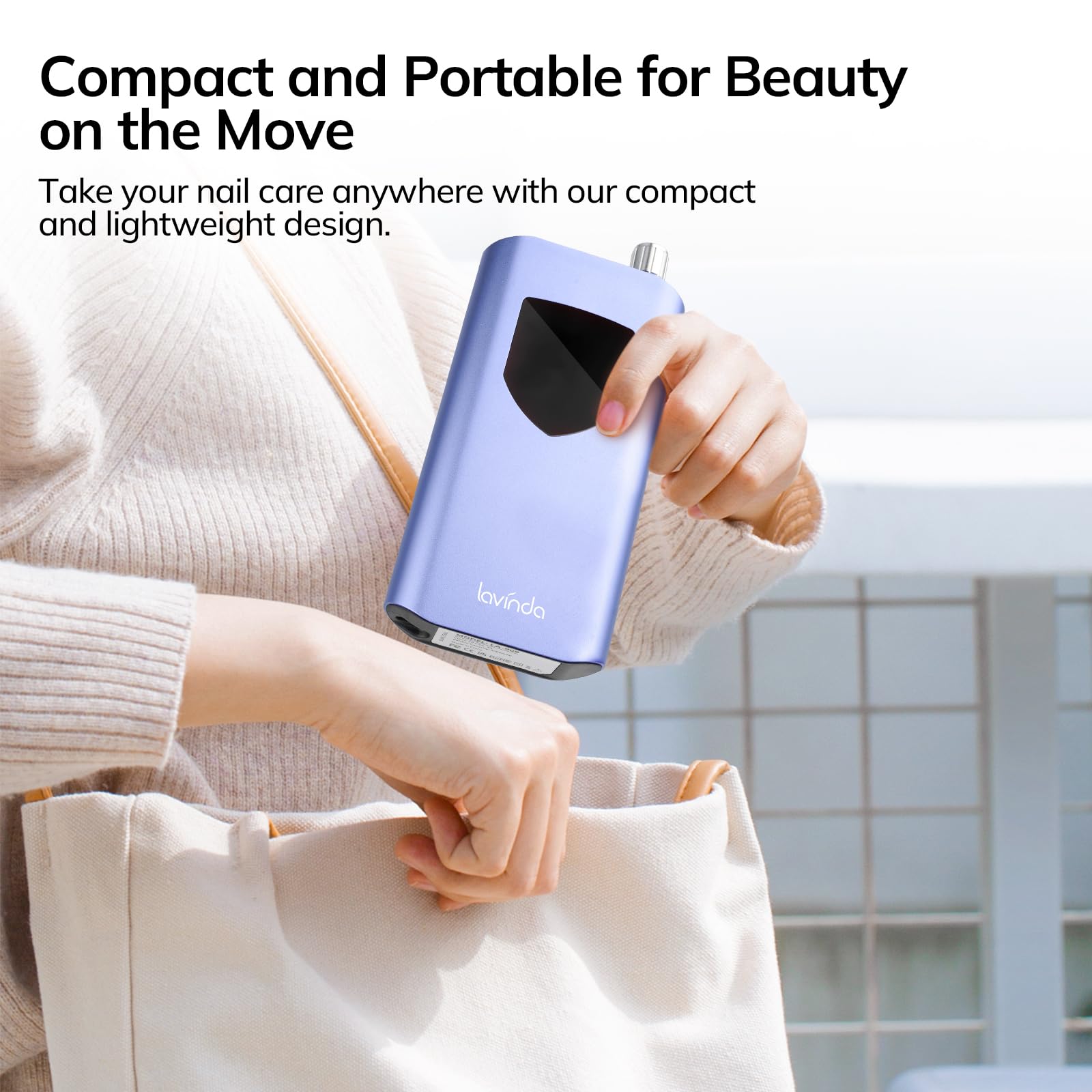 Lavinda portable cordless nail drill ideal for quick touch-ups and travel.