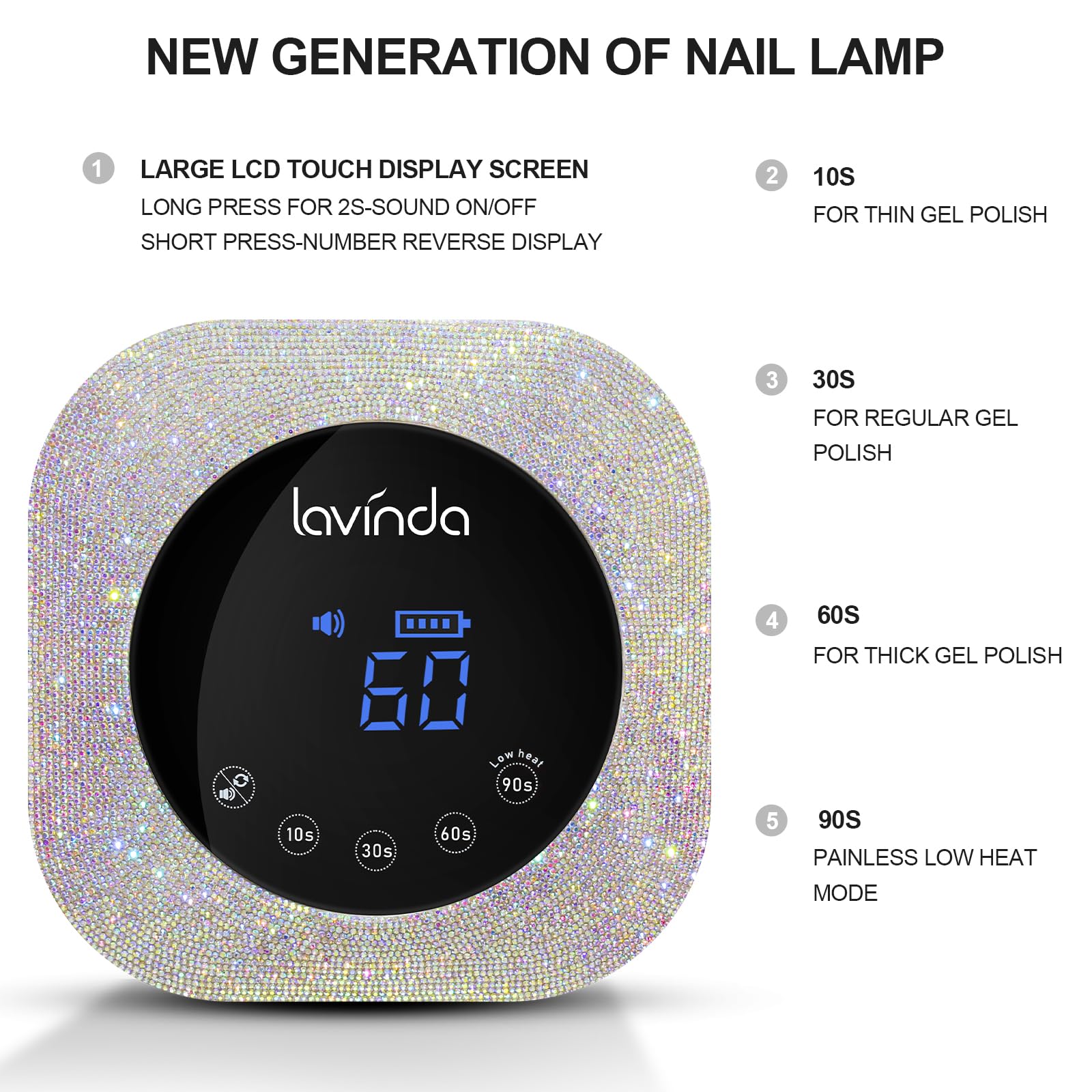 Lavinda UV LED Nail Lamp detachable base enables easy cleaning and flexible setup.