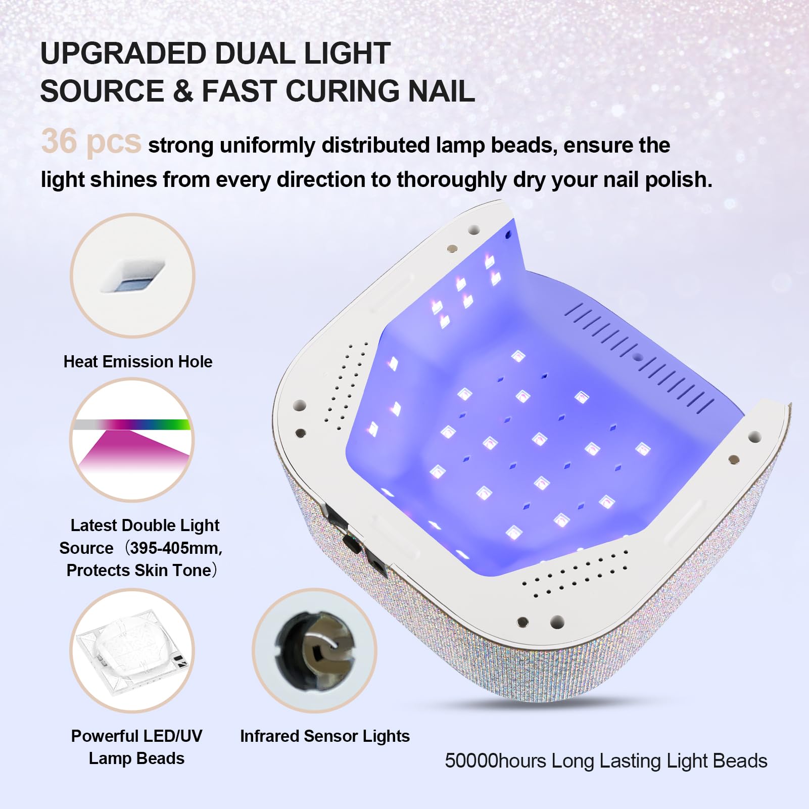 Lavinda UV LED Nail Lamp LCD timer display keeps you informed during curing.