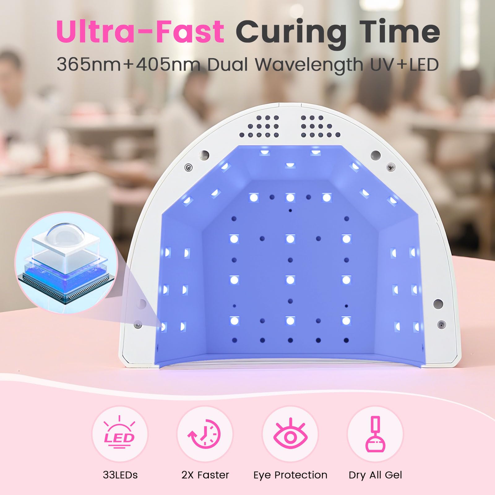 Lavinda UV LED Nail Lamp side view shows detachable base for easy cleaning.