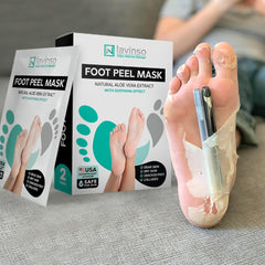 LV Lavinso Foot Peel Mask application step; quick, painless home use.