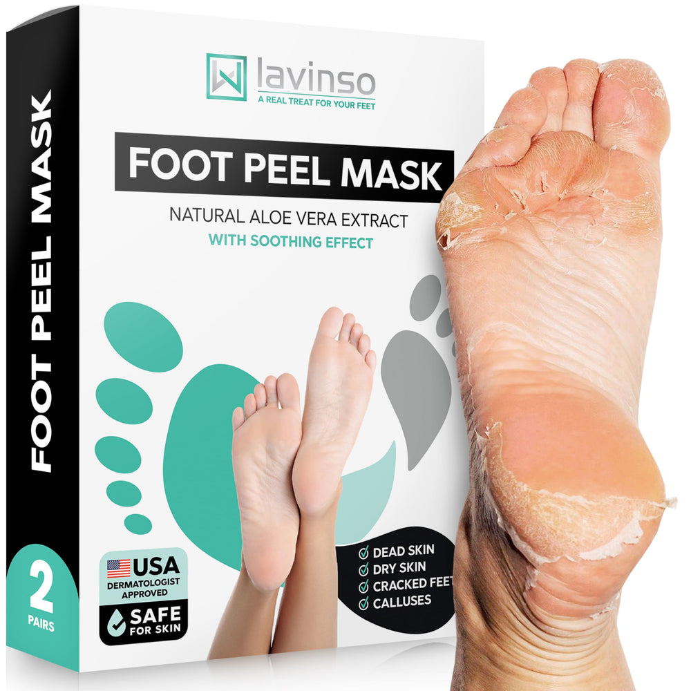 LV Lavinso Foot Peel Mask packaging; convenient at-home foot care.