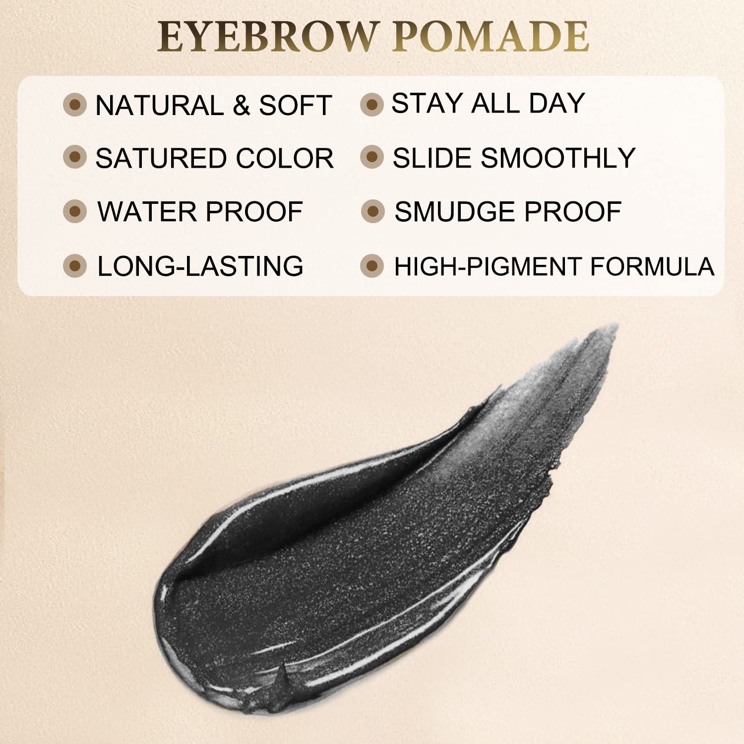 LAVONE brow pomade ash black provides rich color that lasts