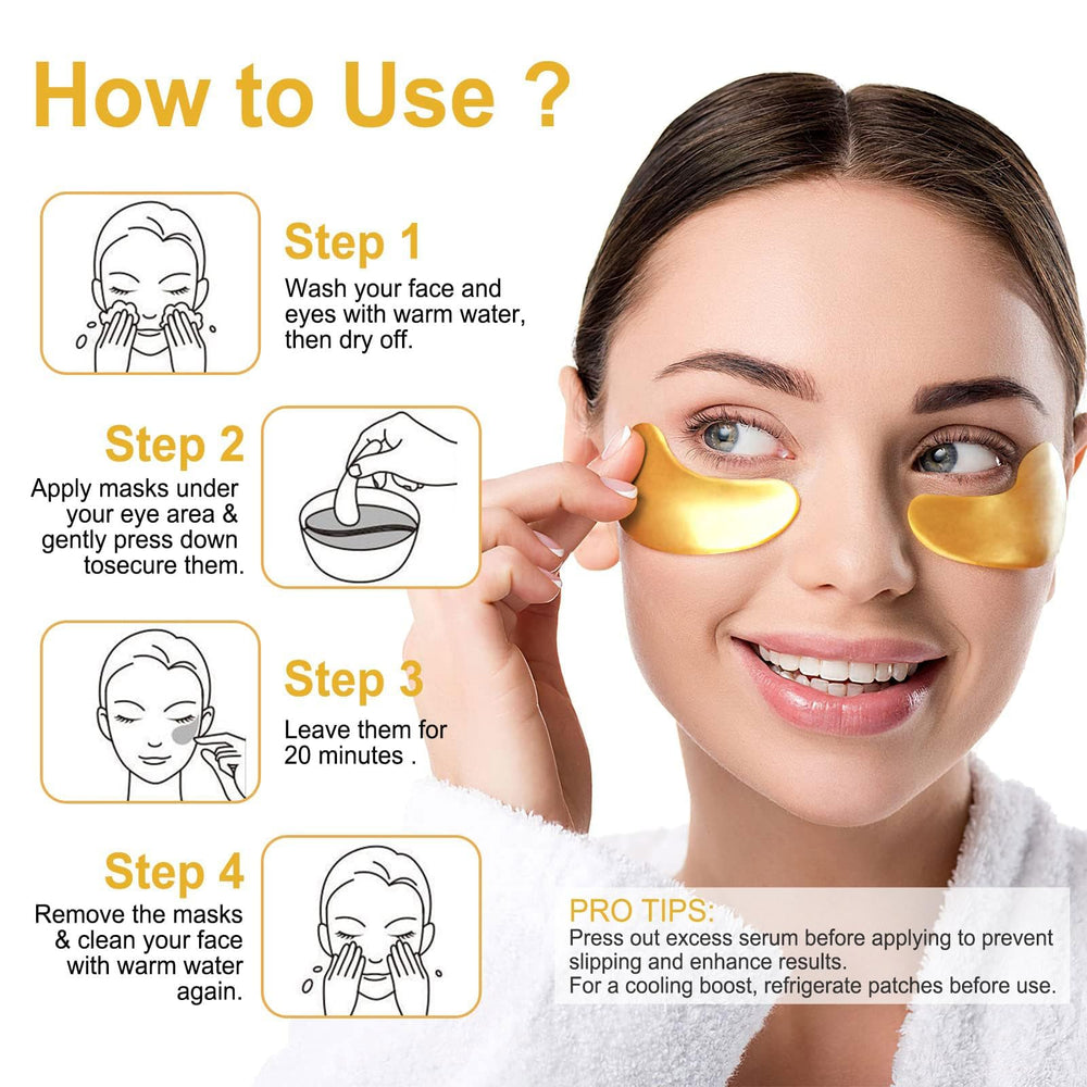 LAVONE daily use routine with eye patches in a skincare setup.
