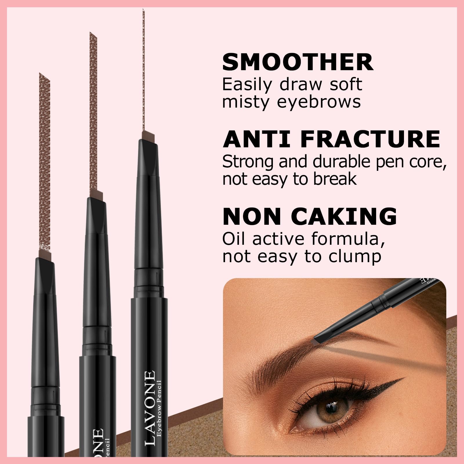 LAVONE brow color swatches display rich, natural tones for brows.