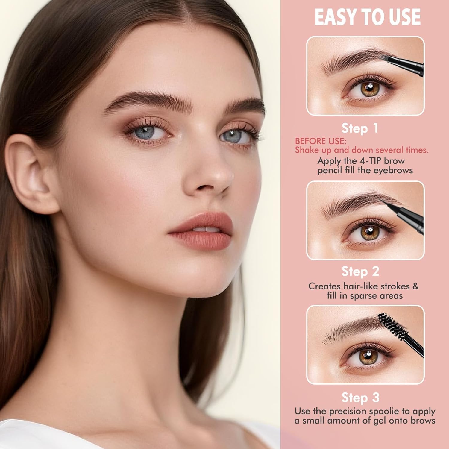 LAVONE Eyebrow Gel applied for lamination-like texture and hold.