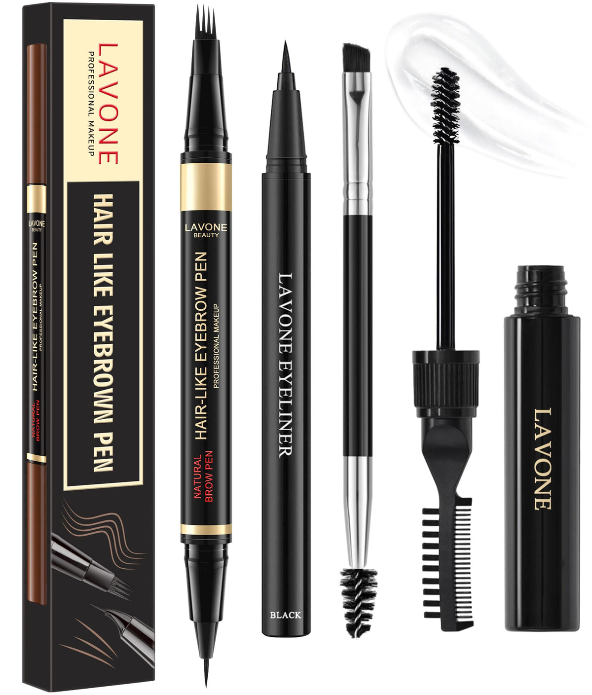 LAVONE Eyebrow Pen 4D stroke close-up for natural brow definition.