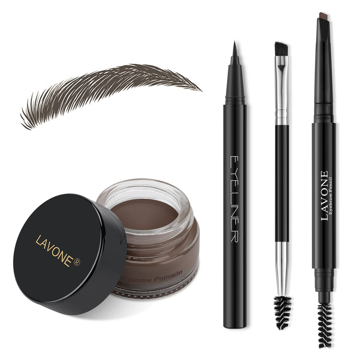 LAVONE eyebrow stamp kit close-up showing precise brow definition for natural look