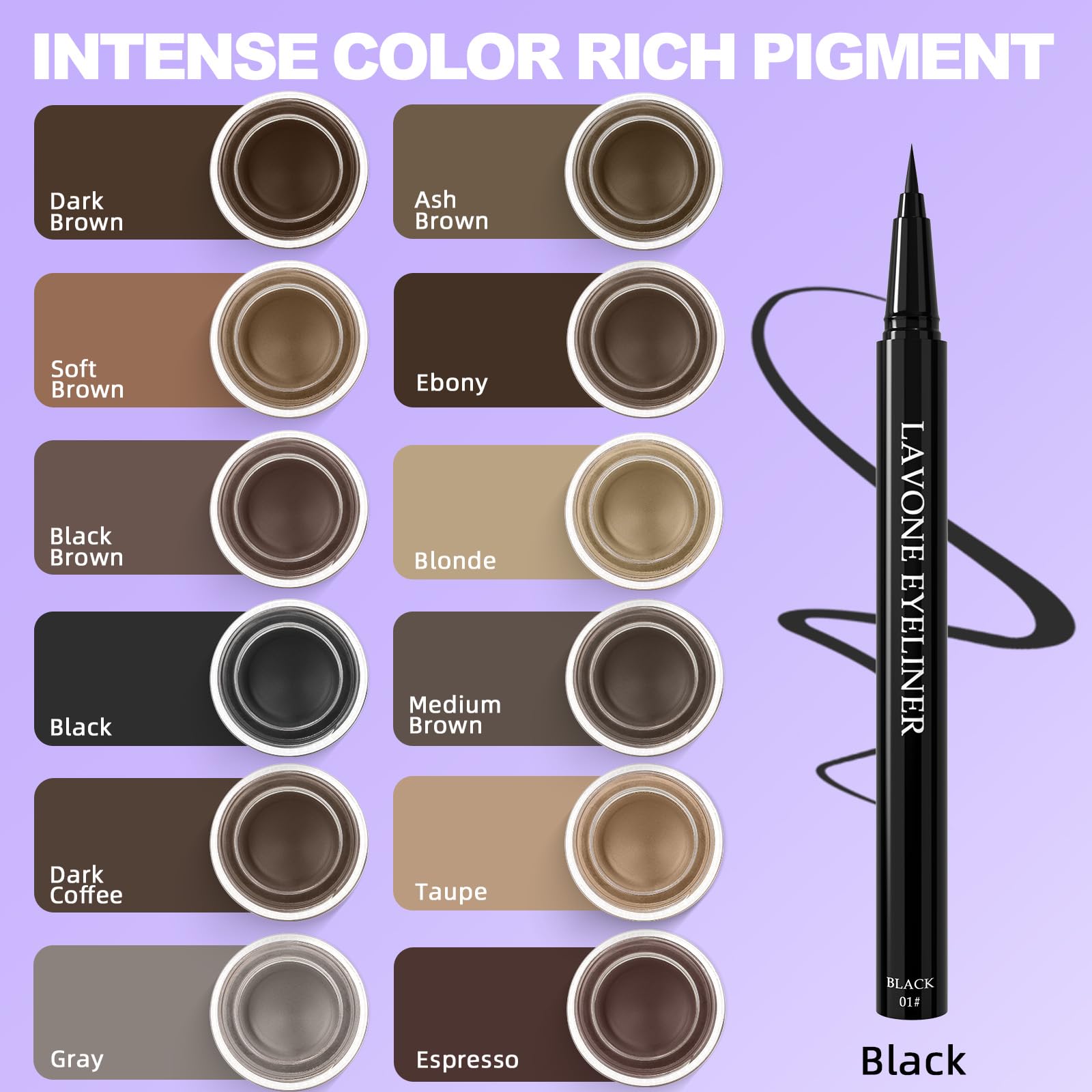 LAVONE gel eyeliner pot delivers creamy, blendable pigment for defined smoky eyes.