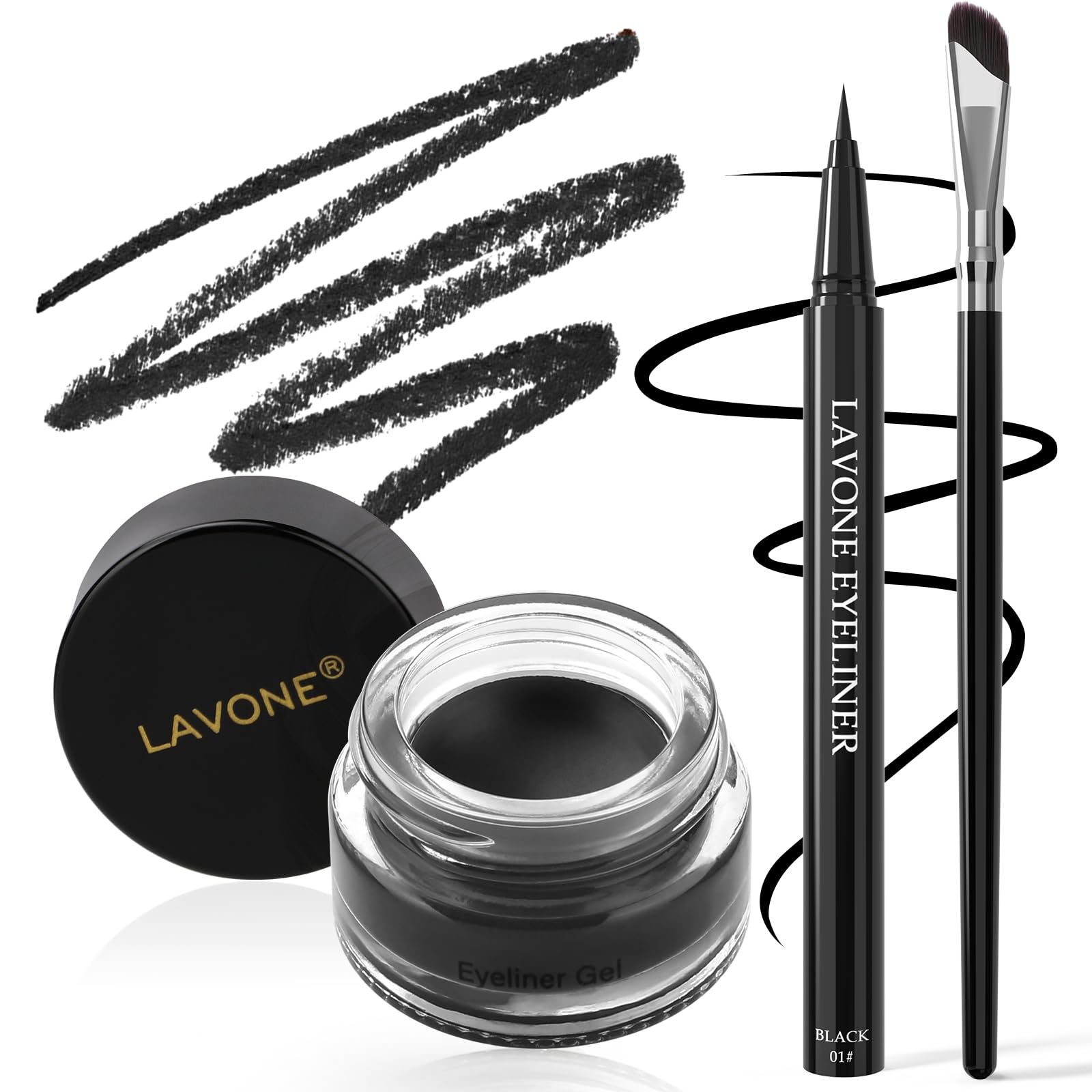 LAVONE Eyeliner Set liquid eyeliner pencil for sharp wings with long-lasting color.
