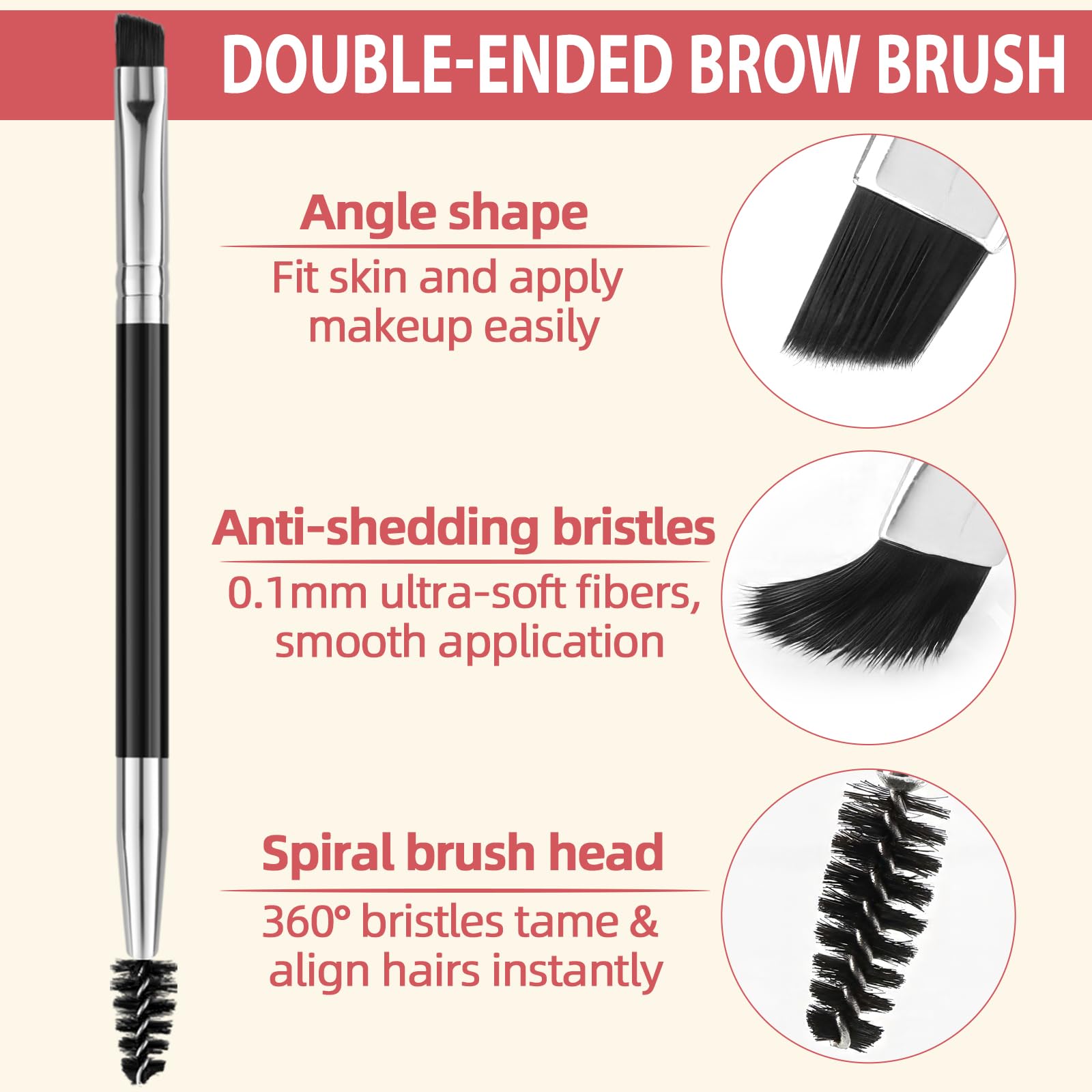 LAVONE Precision spoolie brow brush for easy grooming.