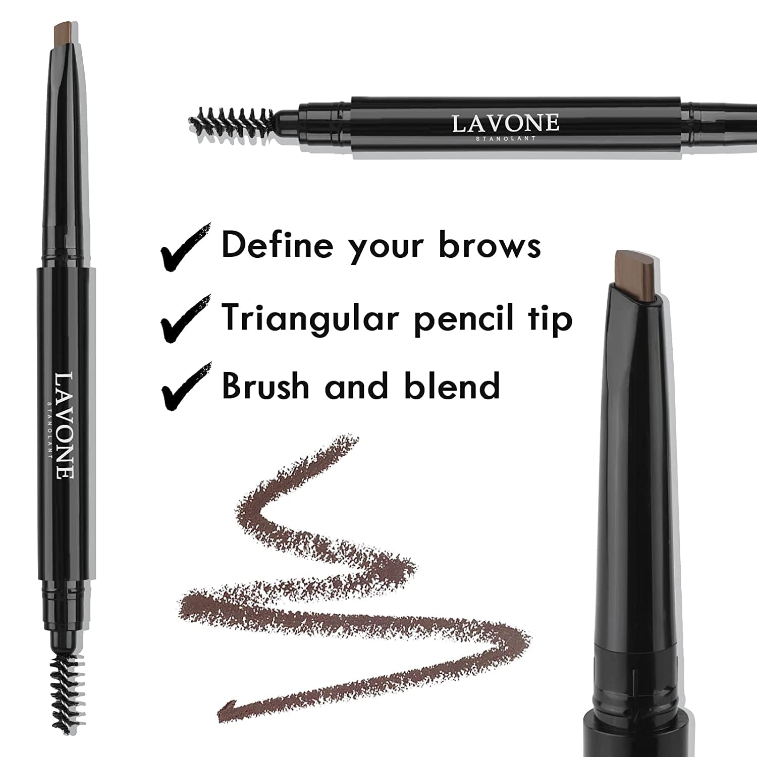 LAVONE waterproof liquid eyeliner swatch demonstrating precise line control and long-lasting wear