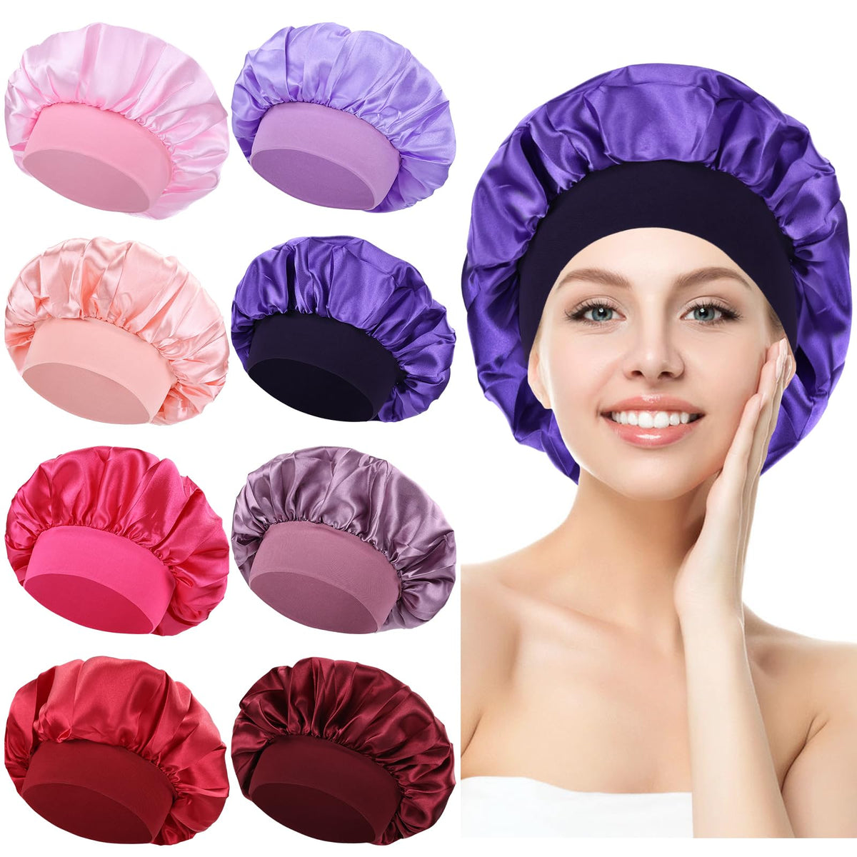Lawie satin bonnet close-up shows soft fabric for gentle hair protection.