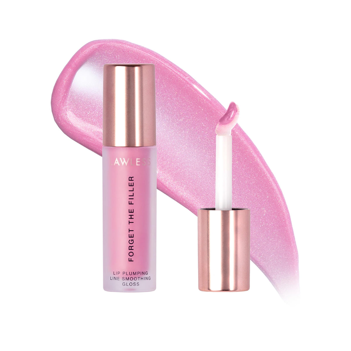 Lawless Forget the Filler Daisy Girl lip gloss tube offers a glossy, plumping finish.