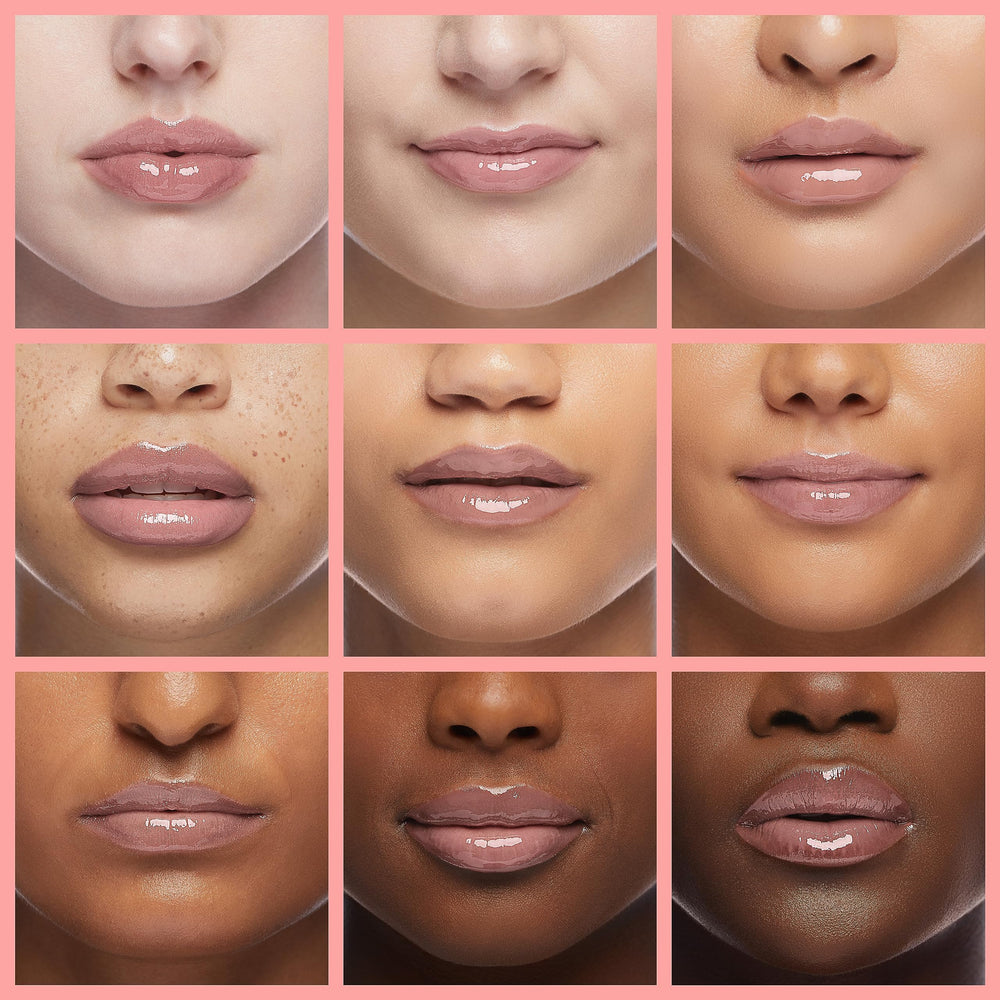 Lawless Forget the Filler gloss on lips showcasing glass-like shine and line-softening look