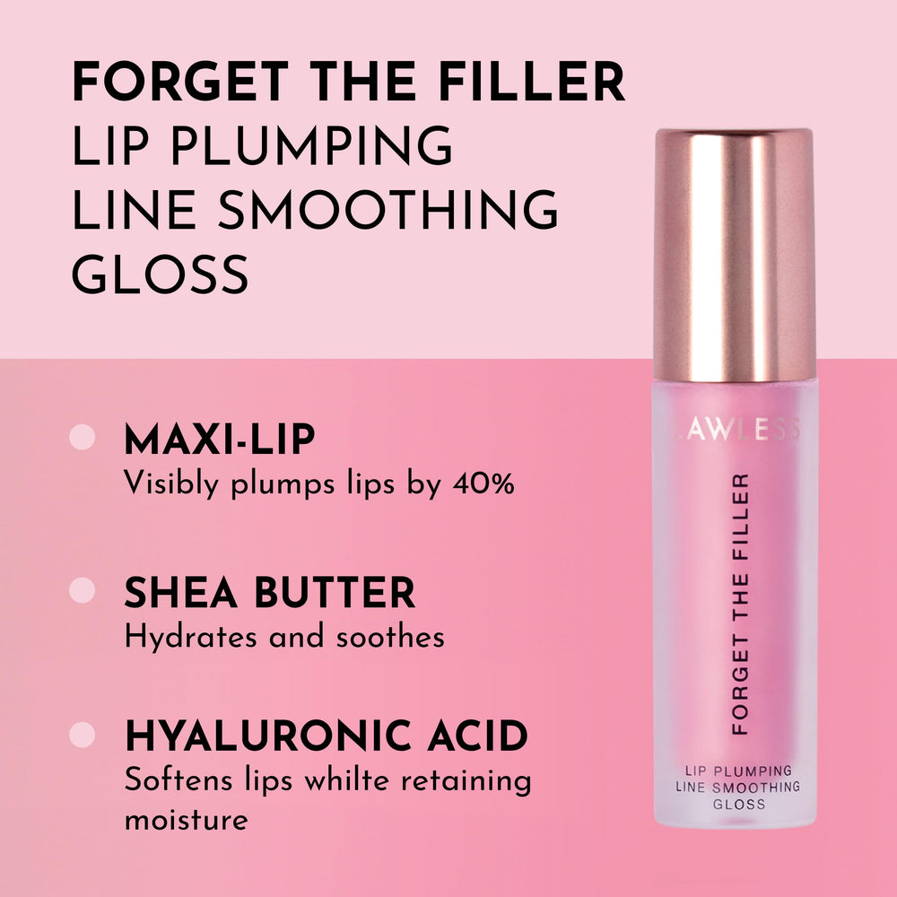 Lawless Forget the Filler gloss close-up shows plump lips and high shine for day wear.