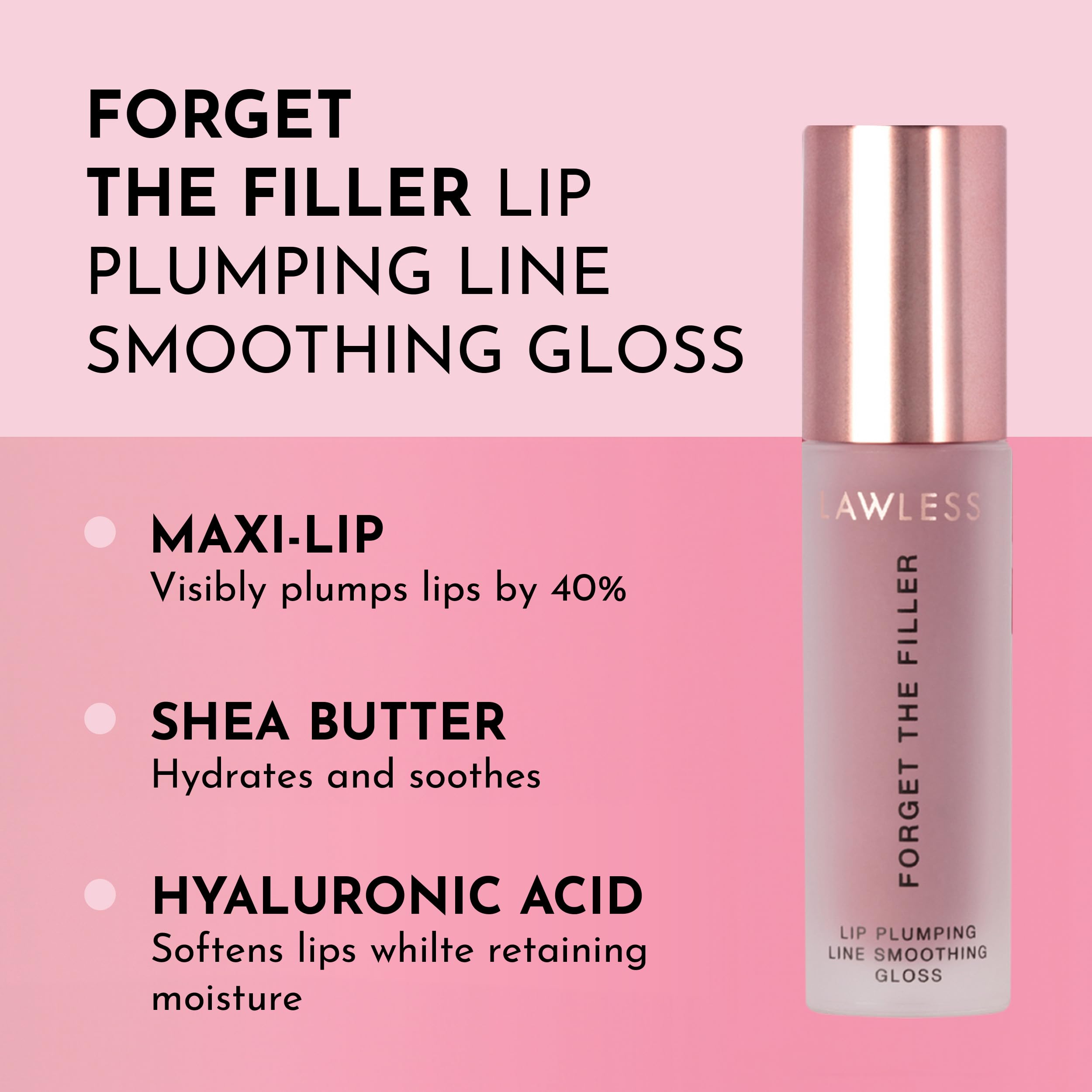 Lawless Forget The Filler Velvet Pink applicator close-up showing plush comfort on lips
